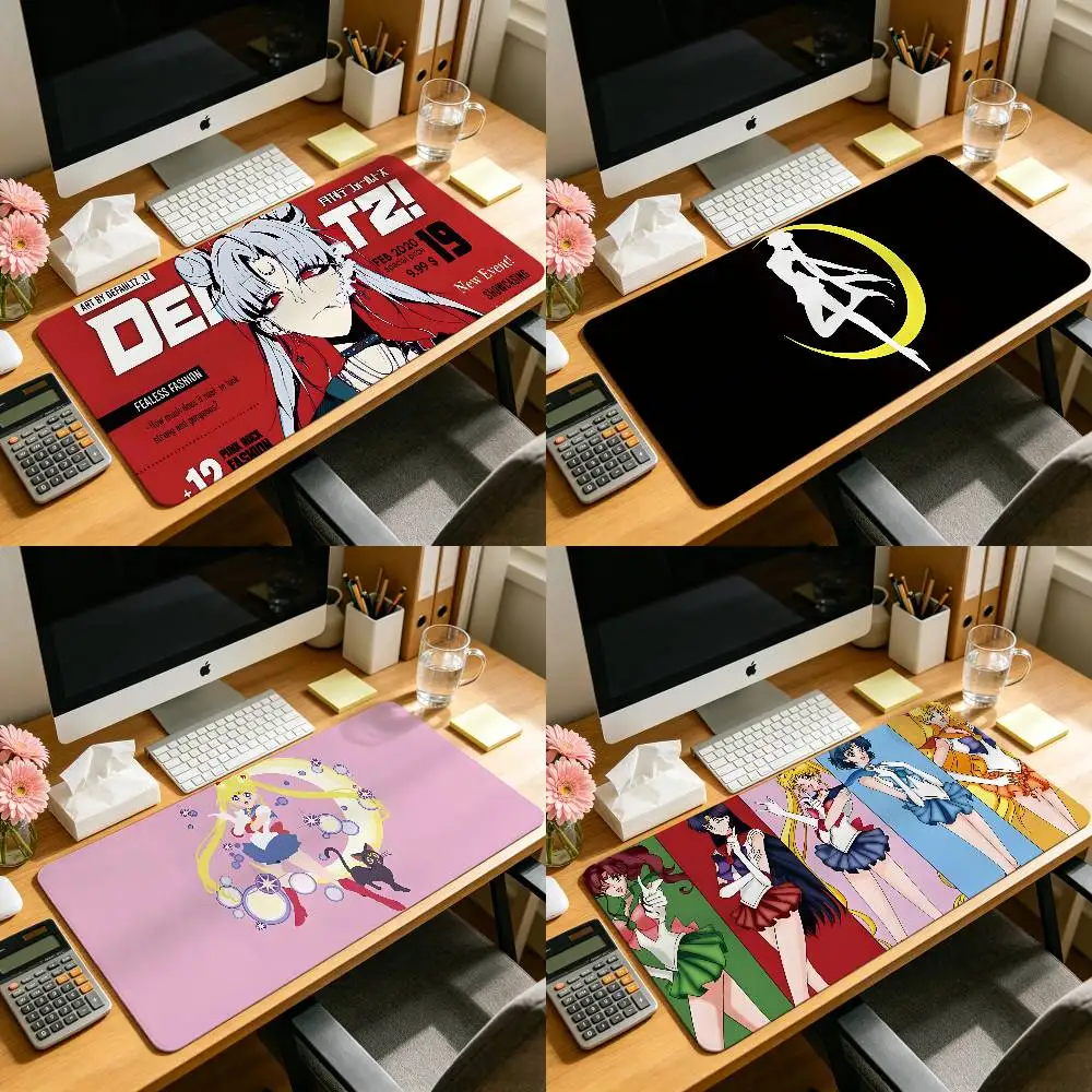 S-SailoR Cartoon MoonS-W Minimalist Pure White Oversized Desk Pad Waterproof Oilproof Keyboard Mat Office Writing Mousepad