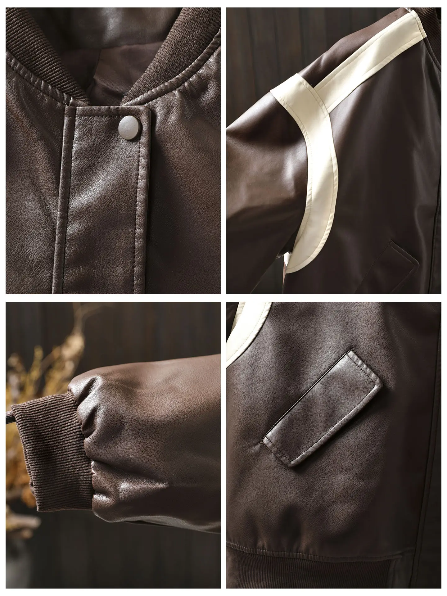 2025 delle nuove donne in pelle PU Jaet colore allentato Blo American Sle Retro Biker cappotto lungo Sve chiusura con cerniera Pendolari Faion