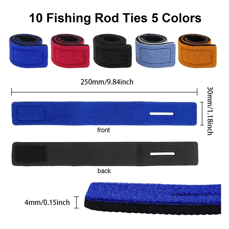 10 Pcs Fishing Tools Rod Tie Strap Adjustable Fishing Rod Magic Band for Fishing Rods Badminton Rackets Golf