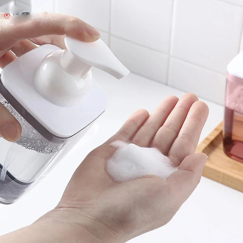 Transparent Foam Pump Bottles Bathroom Facial Cleanser Hand Sanitizer Soap Bottles Press Type Mousse Shampoo Dispenser 420ml