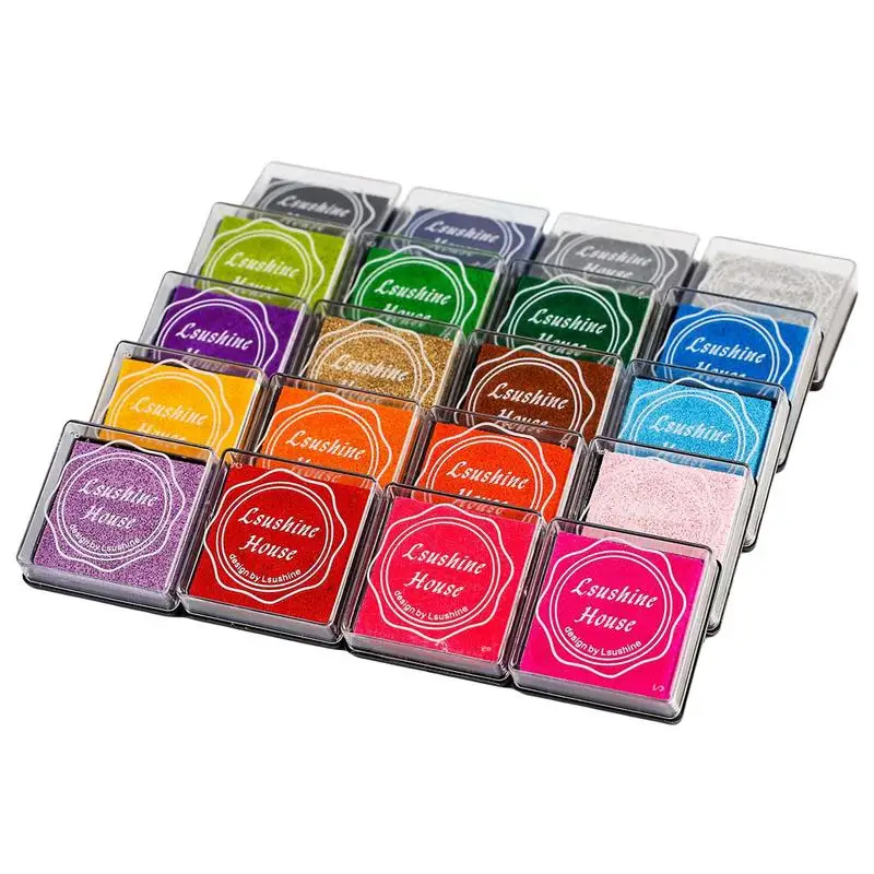 Finger Ink Pads For Kids 20 Colors Finger Paint Ink Pad Waterproof Colorful Water-based Ink Pads 1.57x1.57 Inches Waterproof