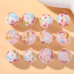 5Pcs 12MM Flower Lampwork Glass Beads Trendy Loose Round Spacer Beads For DIY Bracelet Necklace Jewelry Making Finding Accessory