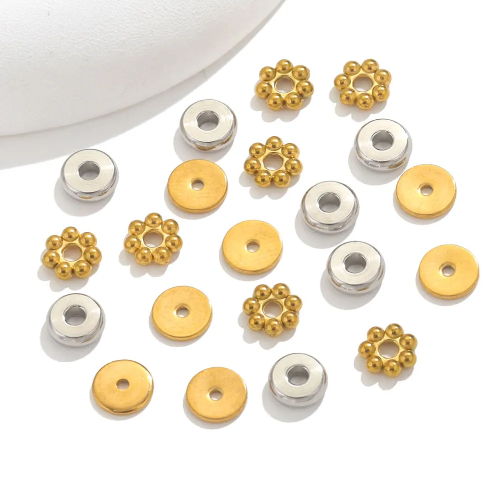 50 Stück Edelstahl-Gänseblümchen-Abstandsperlen für die Schmuckherstellung, Schneeflocken-Perlen für DIY-Armbänder, Schmuckherstellungszubehör – Detail 2