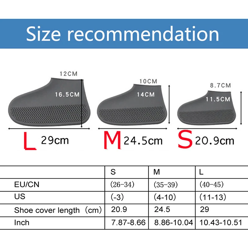 1 Pair Waterproof Silicone Shoe Covers Non-Slip High Elastic Rain Shoe Cover Protector Unisex Rain Boots For Outdoor Rainy Day