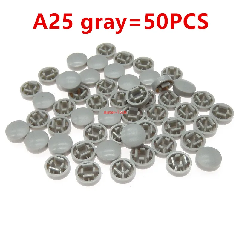 50PCS A25 Plastic Push Button Cap Push Switch Cap Size For B3F-4055 12*12*7.3mm Light Tactile Switch Coloured Push Button Cap