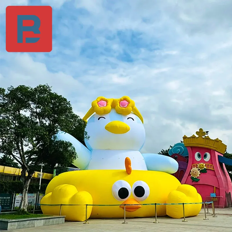 Inflatable cartoon swimming circle sunglasses yellow duck air model children's Park Water World Theme Beach Bazaar Party