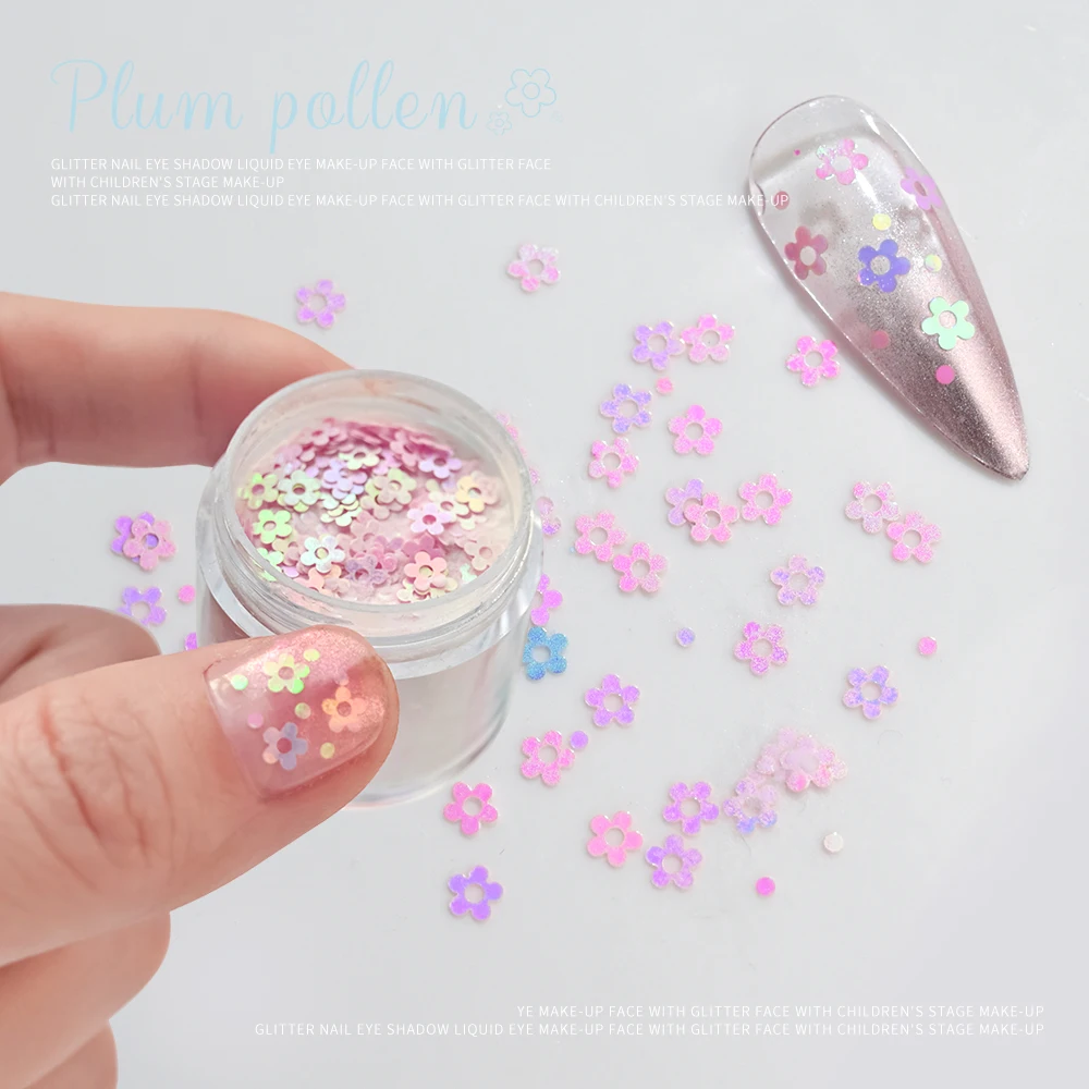 Polvo acrílico para decoración de uñas, mezcla de flores, lentejuelas, copos de purpurina para inmersión, polen de ciruela, polvo de tallado de cristal para uñas grabado, extensión, 10g