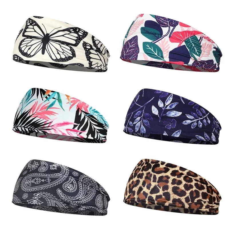 Butterfly Flower Headband women Running Bandanas Girls Hair Band Elastic Headwrap Floral Yoga Sweatband Hairbands For Women