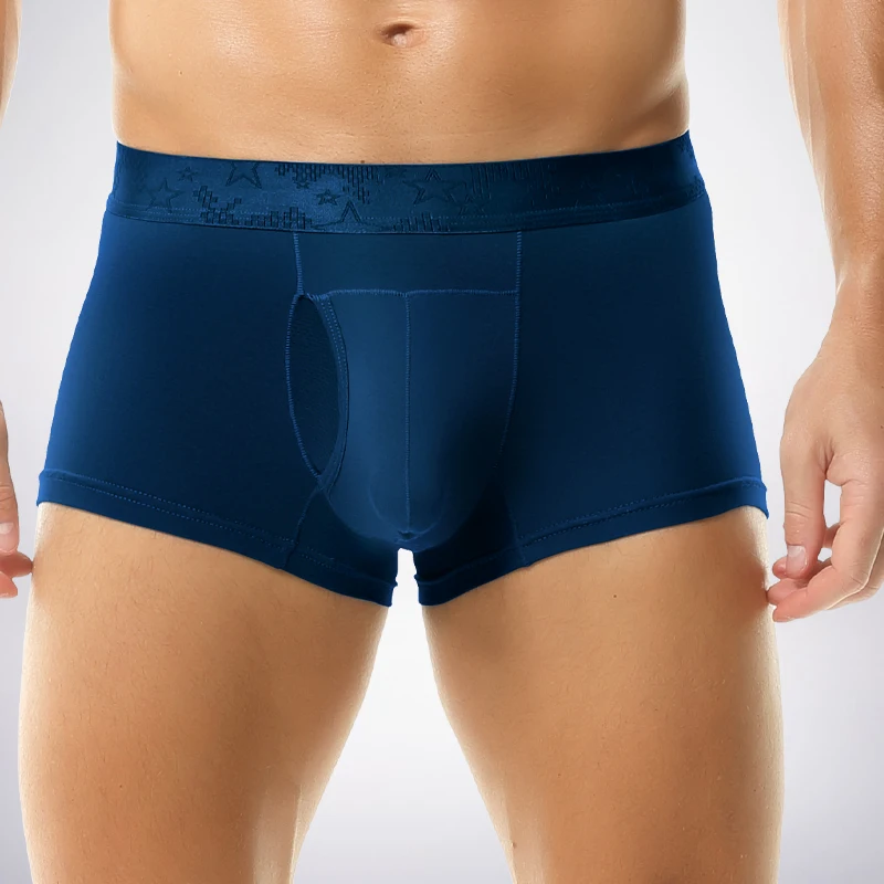 

2PCSGun-bullet split underpants, men's scrotum r, men's flat underpants, summer thin, breathable