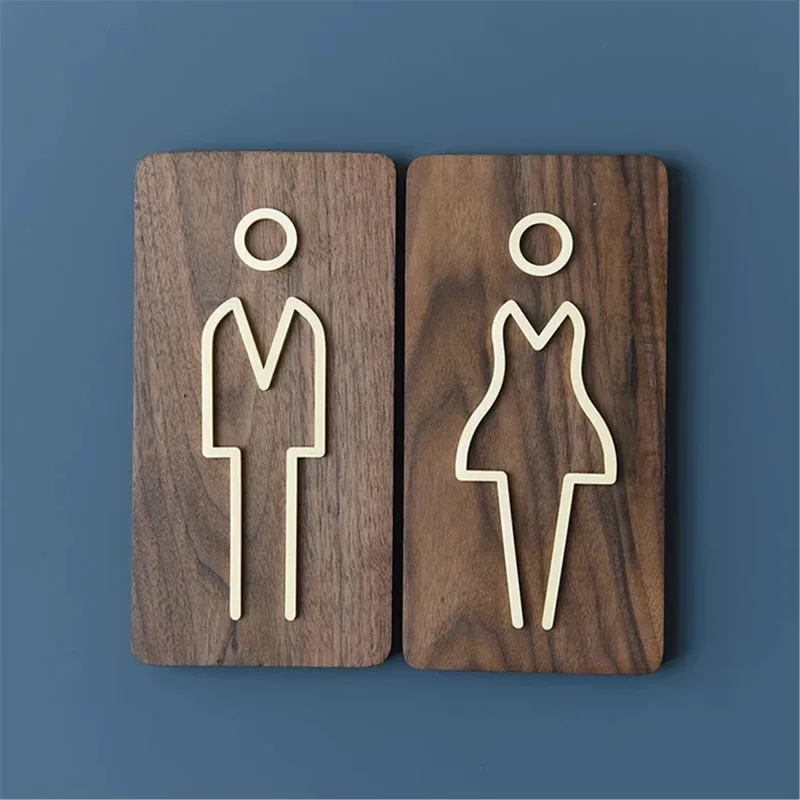 MFYS Solid Brass Man / Woman Toilet Door Signs WC Logo for Restaurant Hotel Bathroom Office Gold Wall Mark Signage Board