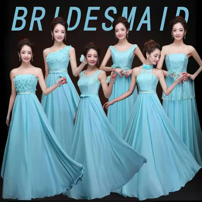 Customized Ice Blue Chiffon Bridemsiad Dress Graduation Performance Gown A-Line Sleeveless Event Wedding Guest Dresses