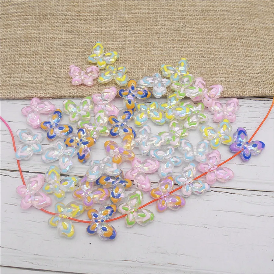 10PCS Acrylic Butterfly Beads Random Color Translucent Spacer Loose Beads For DIY Bracelet Necklace Jewelry Handmade Accessory