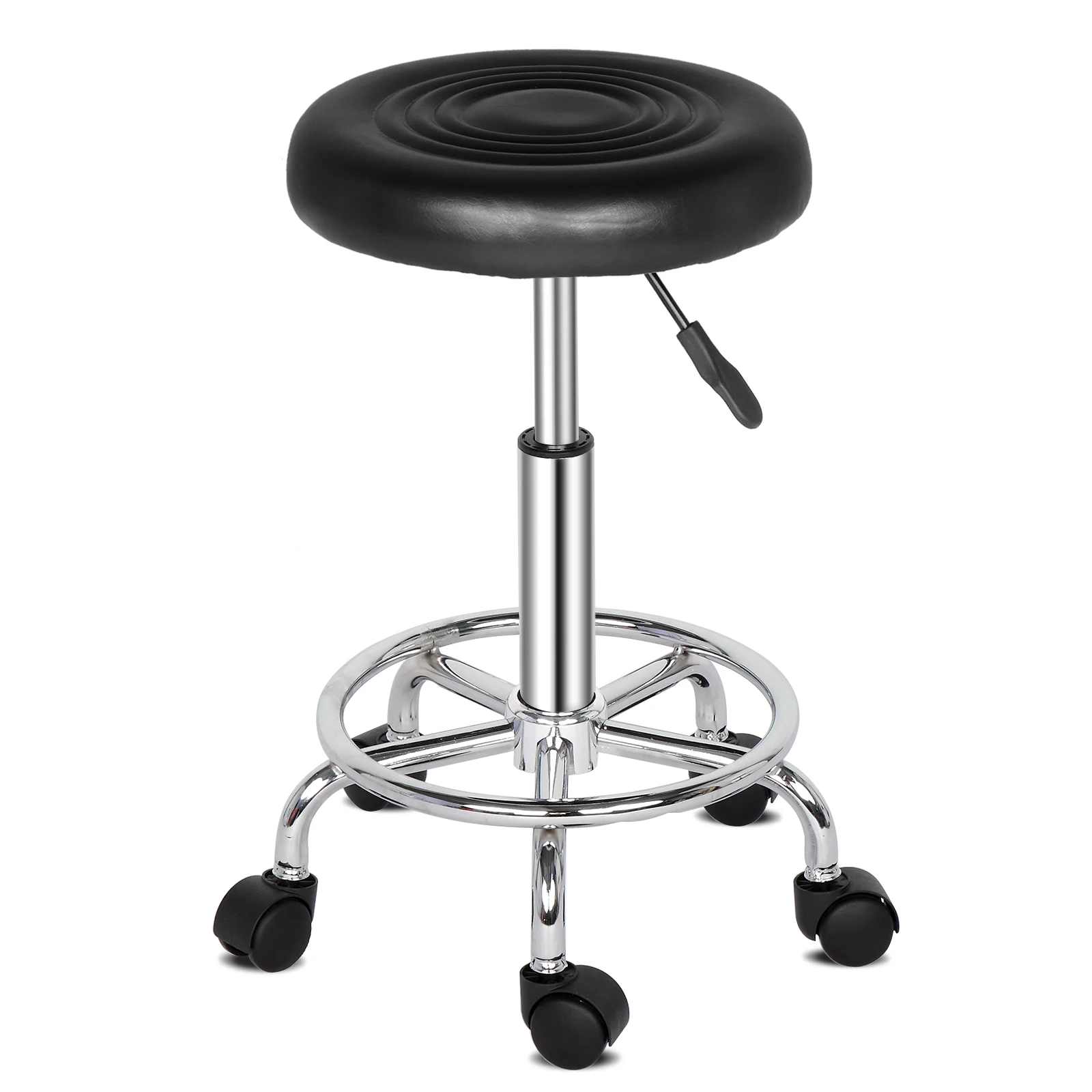 Round Stool with Lines Rotation Bar Stool Black