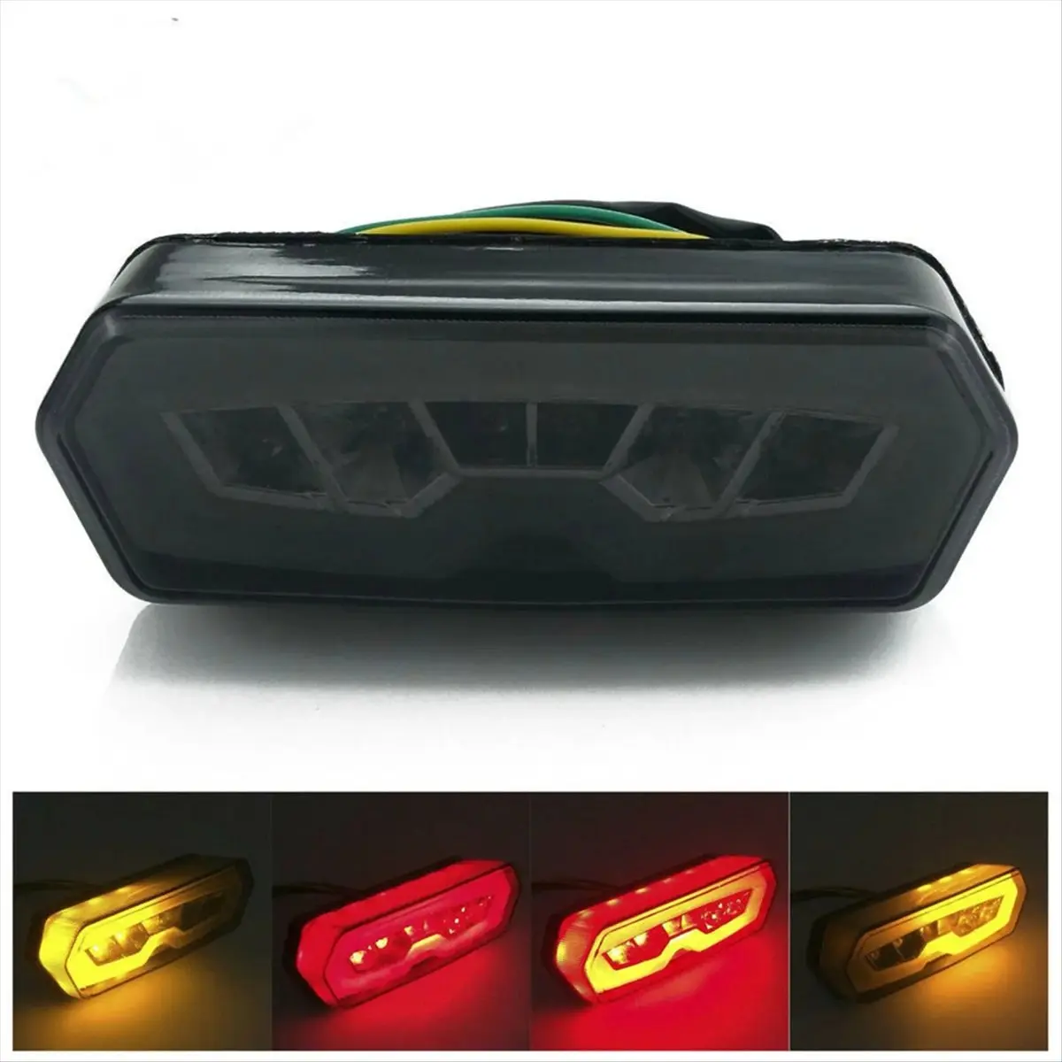 #66F Motorcycle Modificat petion Parts,12V Integrated LED Brake Tail Light for Honda Grom MSX125 (Black)