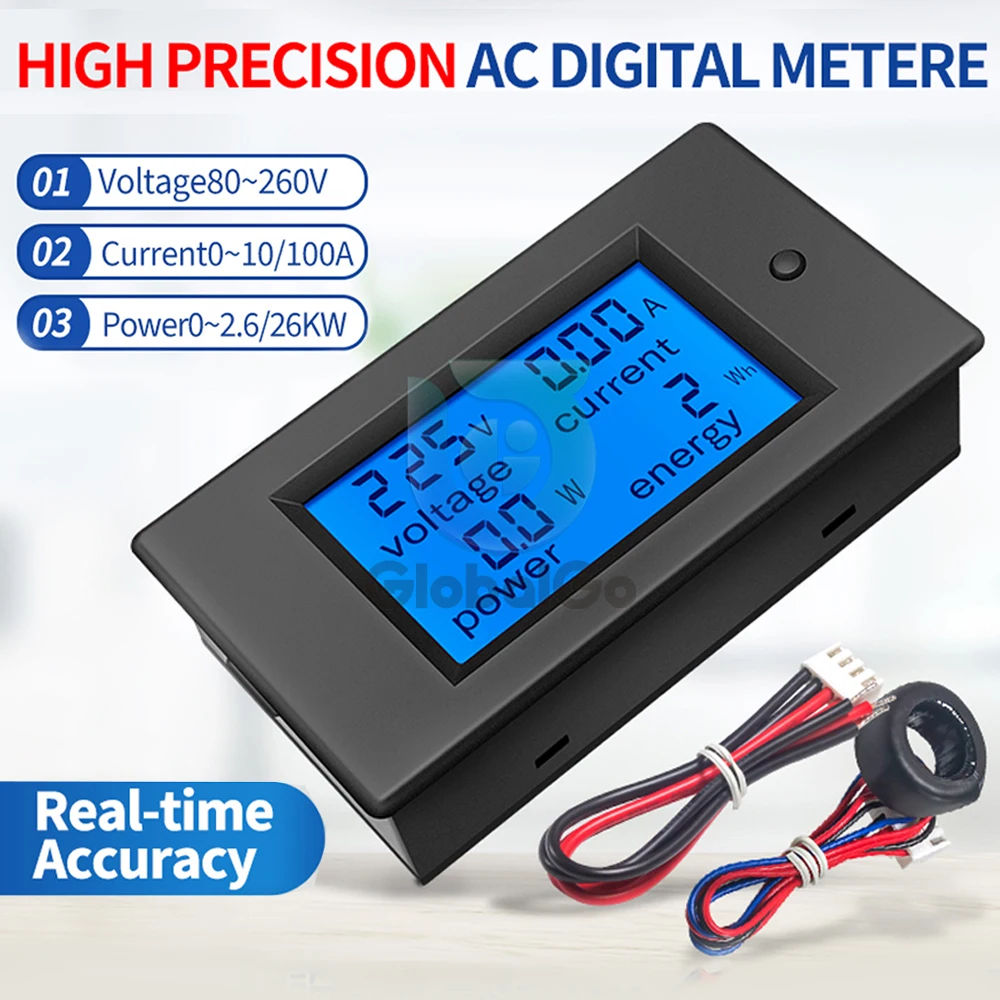 PZEM-021/061-VH Digital LCD Voltage Current Power Energy Consumption Meter AC 80-260V Battery Indicator Ammeter Voltmeter