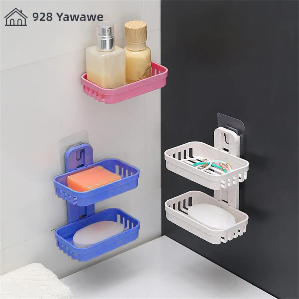 Bathroom Suction Cup Soap Dishes Punch-free Drawer Draining Holder Wall-mounted High Quality Kitchen Tool Drain Rack Sink Shelf