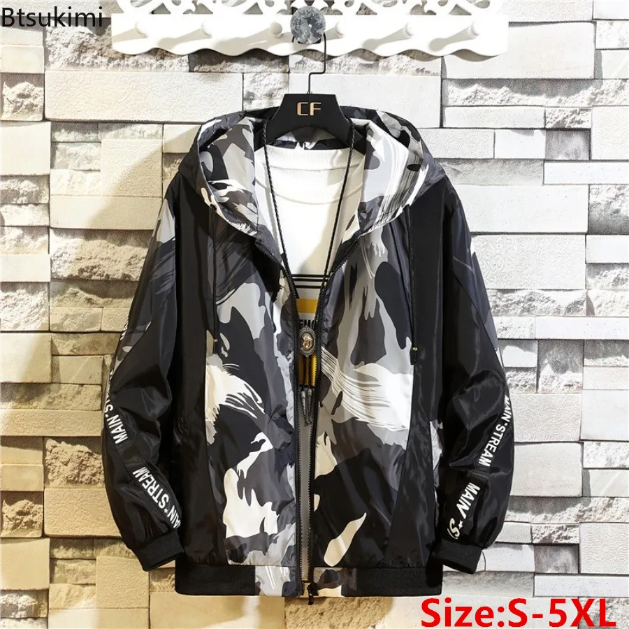 

2024 Men's Splicing Zip Casual Thin Coats Fashion Hooded Jacket Trend Streetwear Man High Quality Handsome Jacket Oversized 5XL