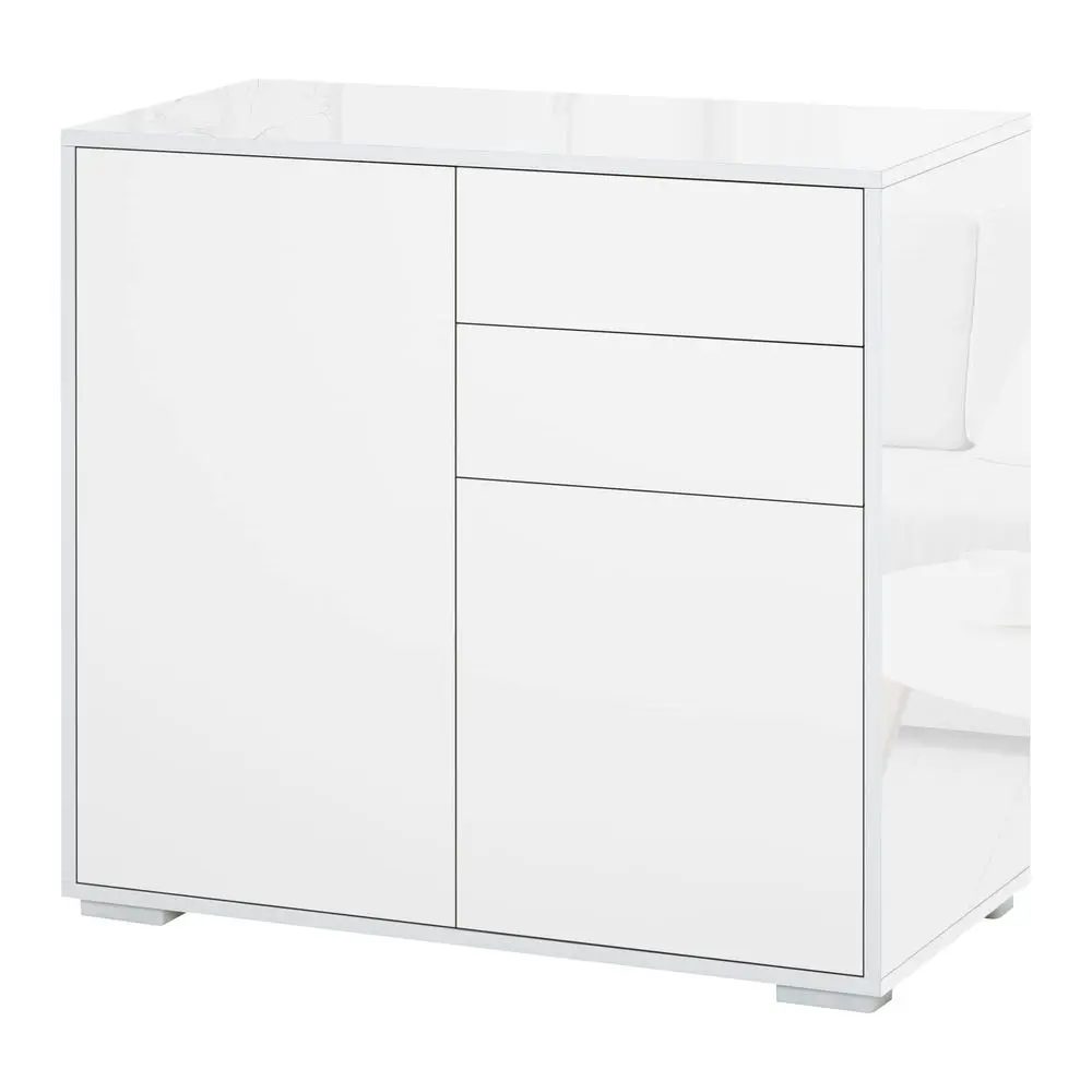 Armoire de rangement, buffet, commode, armoire de rangement avec 2 tiroirs et 2 portes, étagères réglables pour salon, cuisine