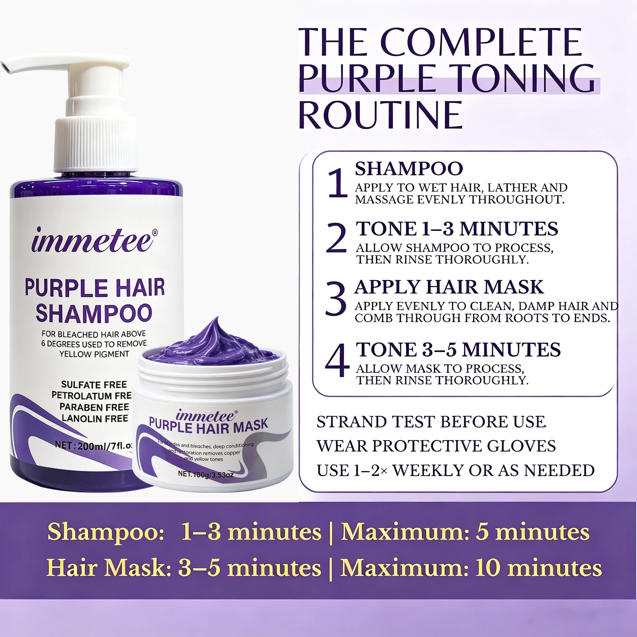 Purple Shampoo & Conditioner Set, Purple Color Depositing Shampoo for Blondes,Bleached & Grey Hair,Enhances Shine & Brightn
