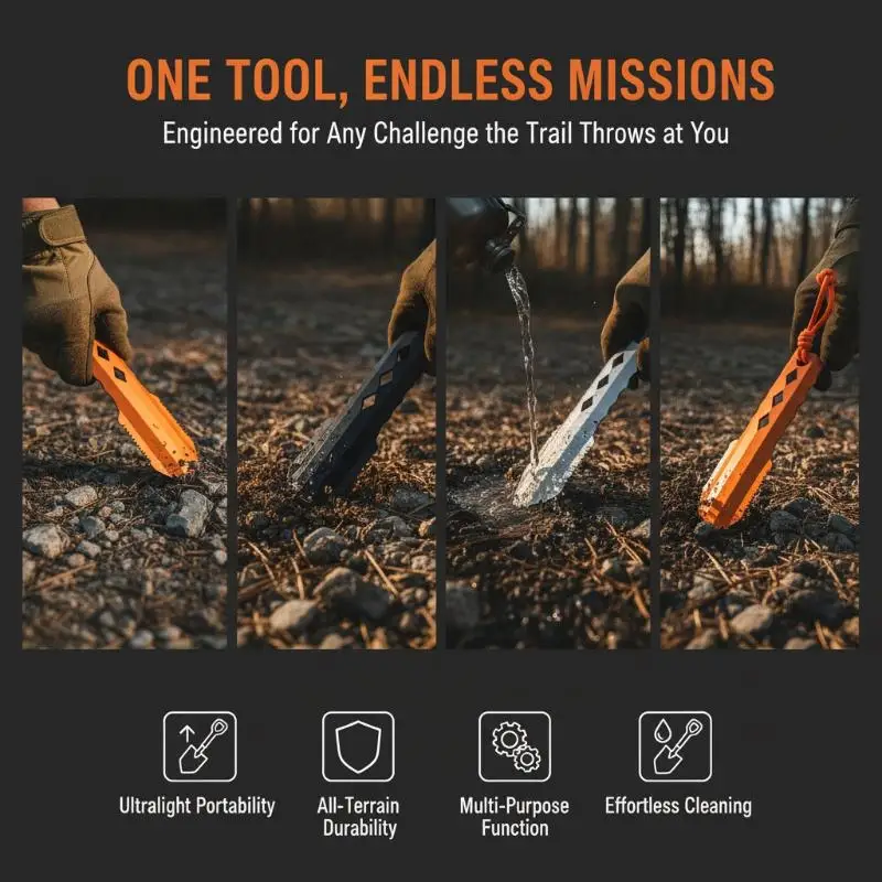 Aluminum Alloy Digging Shovel Portable Sturdy Camp Trowel for Backpacking Tent Stake Digging Hiking Survival
