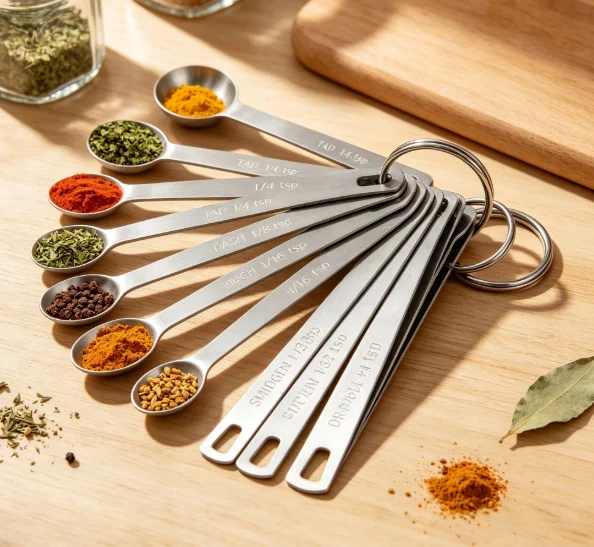 Baking (Kitchen Ingredient) - Conjunto de Colheres Medidoras de Aço