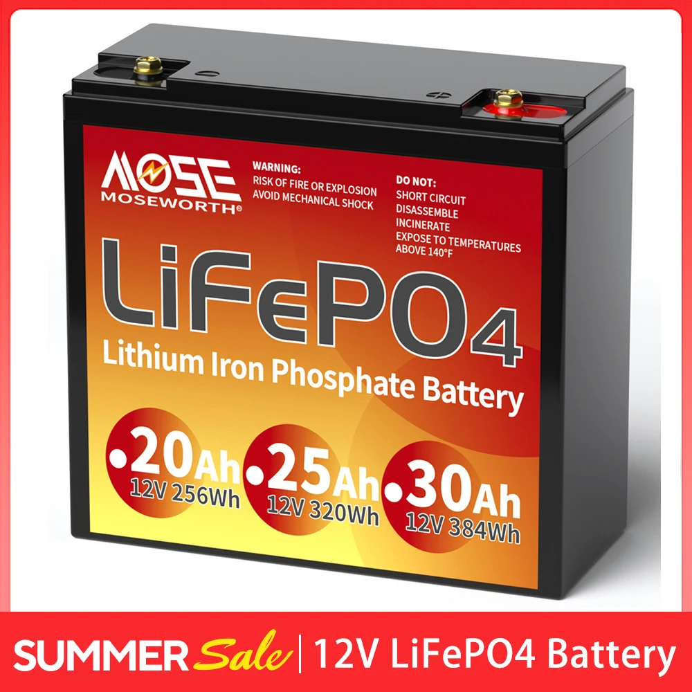 12V 25Ah LiFePO4 Lithium Battery Pack Built in BMS 320W Deep Cycle Rechargeable Iron Phosphate Battery for Toys Light Camping