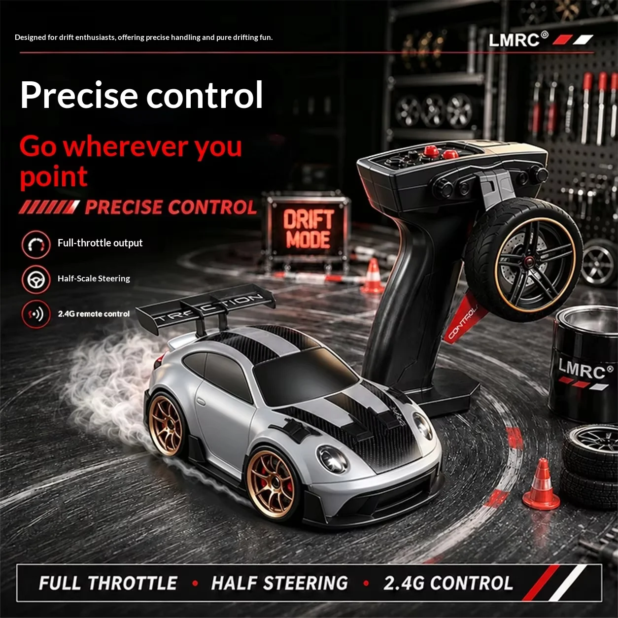 Mini Alloy RC Drift Car 1/28 2.4G, High Speed Q Version Desktop Racing Vehicle, Remote Control Hobby Toy Gift
