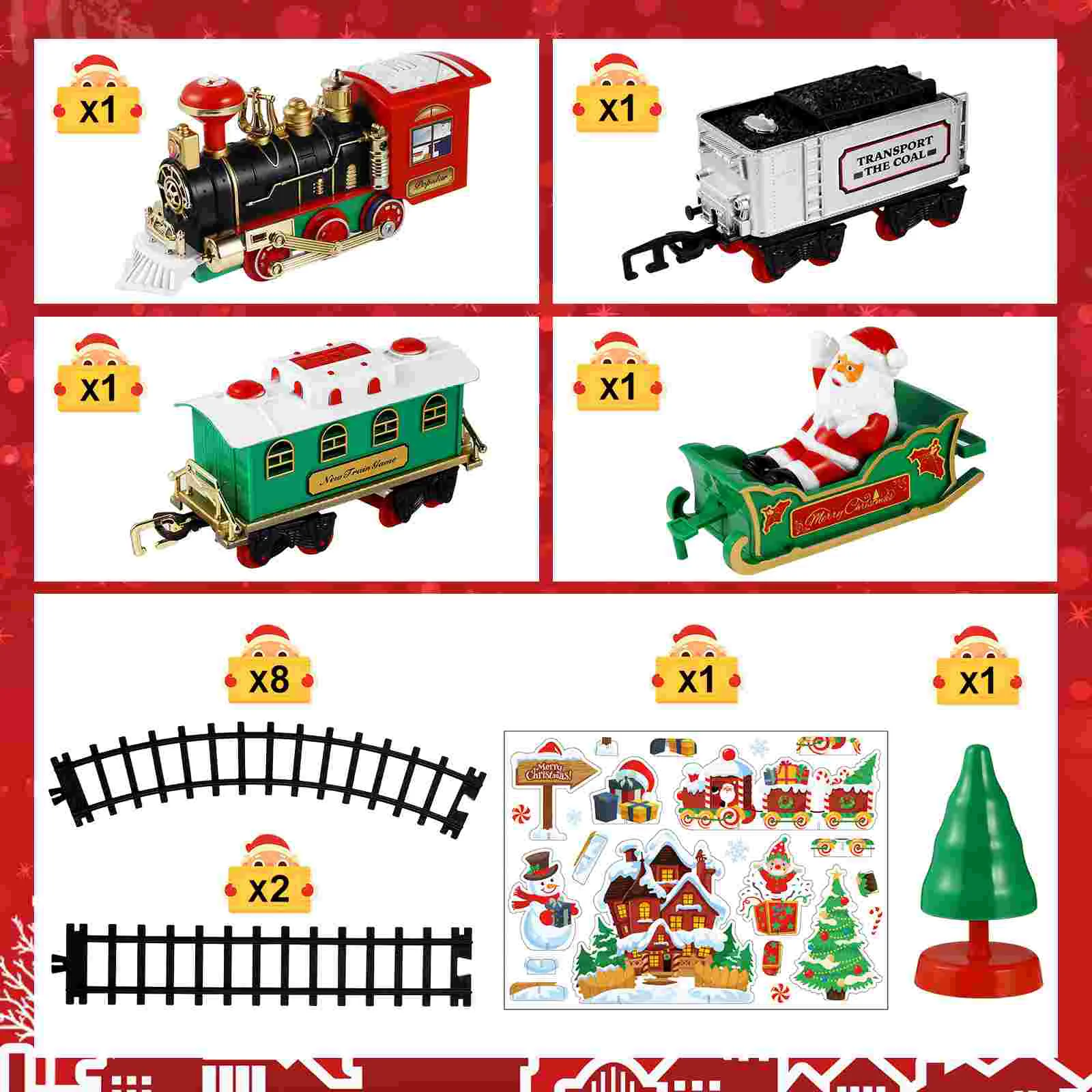 TOYANDONA Christmas Train Set Mini Model Train Toy with Sound and Light Powered Kids Toy Train Needs Assemble for Kids B