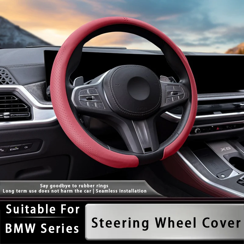 

For BMW 1 2 3 4 5 6 7 Series X1 X2 X3 X4 X5 X6 X7 Steering Wheel Cover 38cm Leather Non-Slip Breathable Steering Wheel Covers