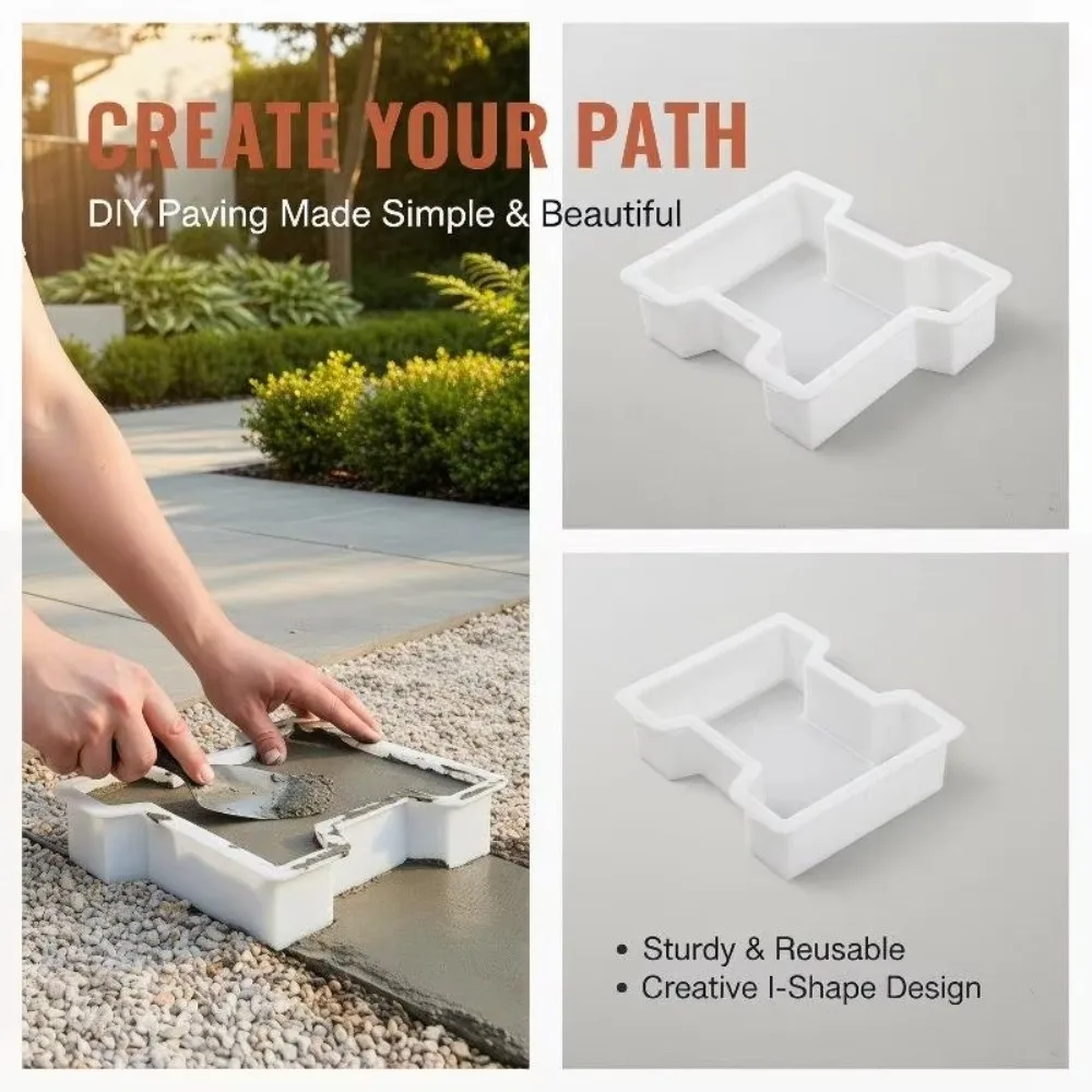 New Plastic I Shape Brick Mold Easy Release Thickened Concrete Paver Mold I Shape Reusable Garden Paver Mold Patio Paving