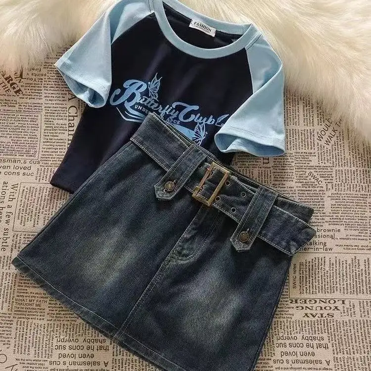 

Модная короткая юбка, корейская винтажная мини-юбка Spice, уличная джинсовая юбка в стиле хип-хоп с высокой талией