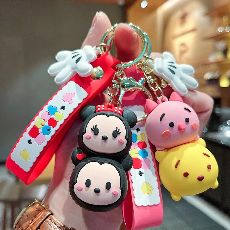 

Cute cartoon stacking Mickey doll PVC key ring pendant Winnie the Pooh car key chain 3D anime bag key chain pendant
