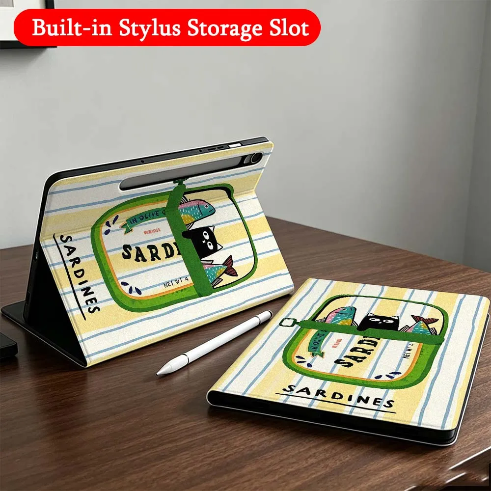 Creative Stripe Skull For Samsung Galaxy Tab A7 A8 A9 A11 S6 S7 S8 S9 S10 S11 FE Plus Folding Automatic Sleep/Make Tablet Case