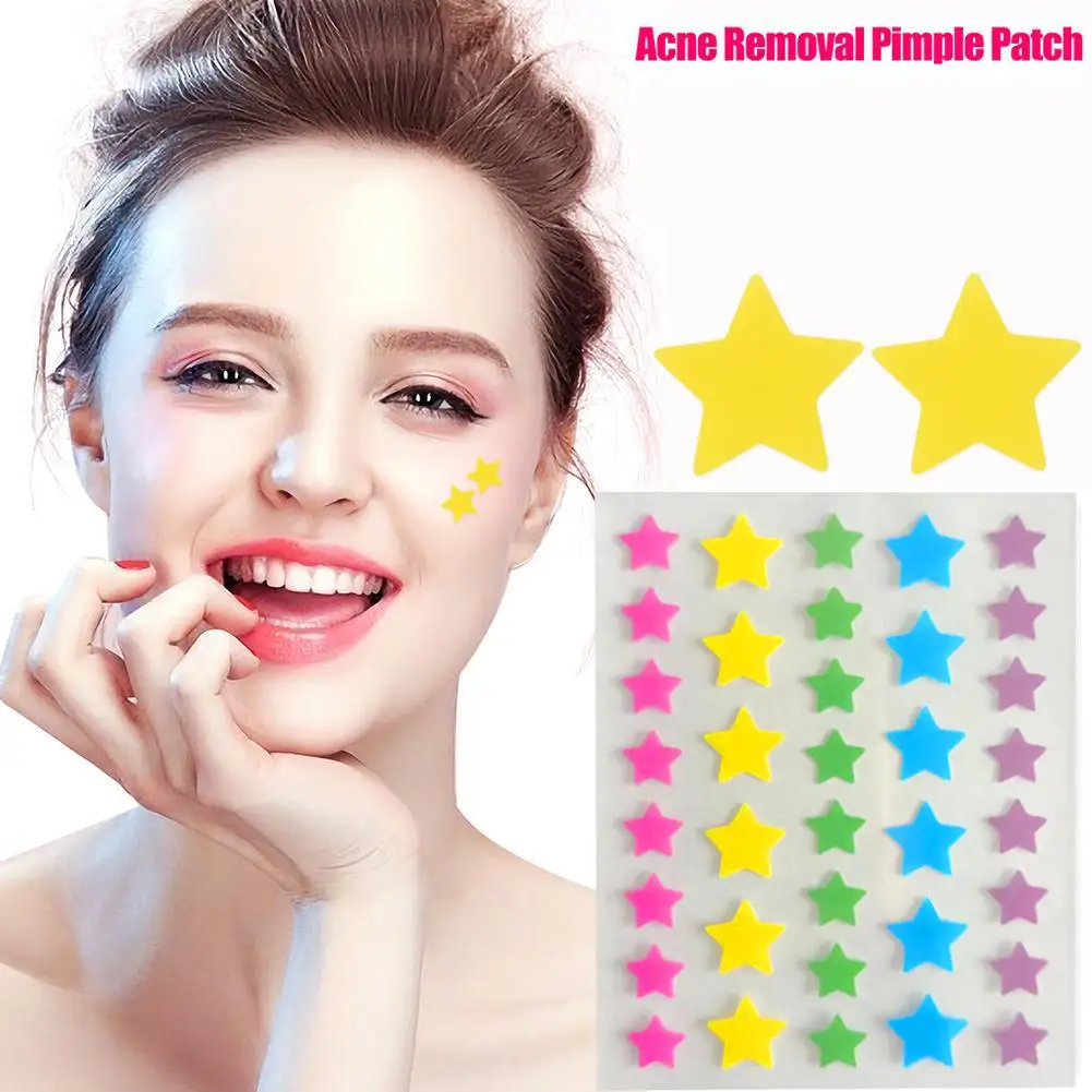 Toppe colorate per l'acne-Cute Star a forma di cuore, adesivo per il trattamento dell'acne, copertura invisibile per l'acne, cura della pelle