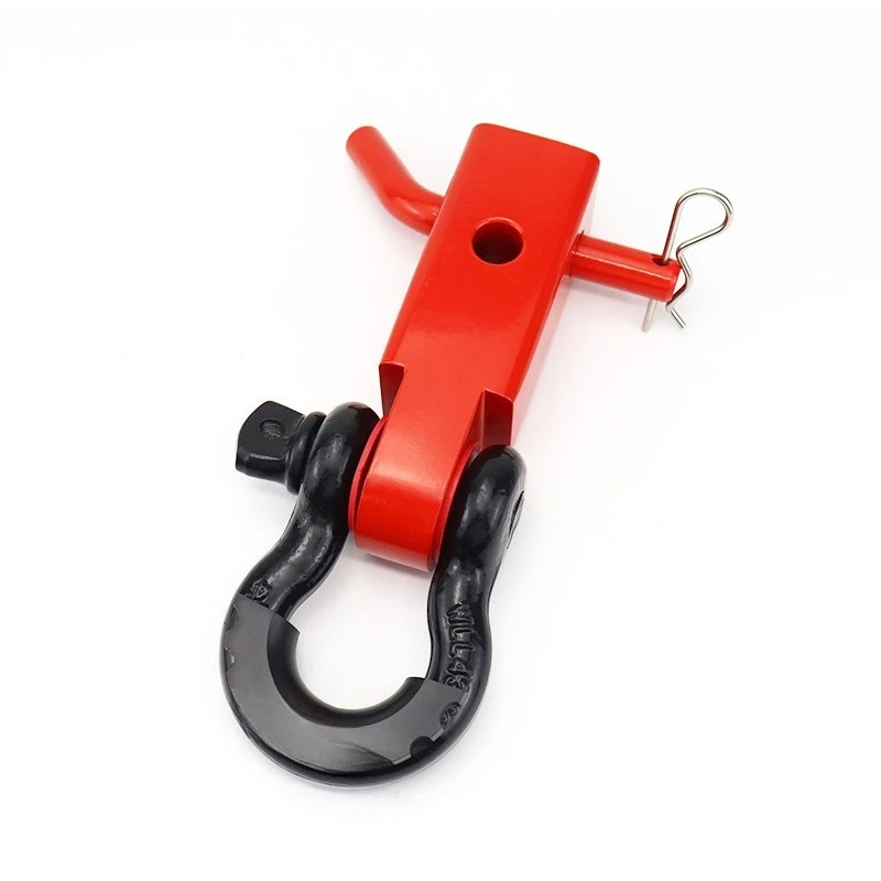 Red 2-inch trailer arm American square port universal connector with multi-color shackle off-road rescue trailer hook