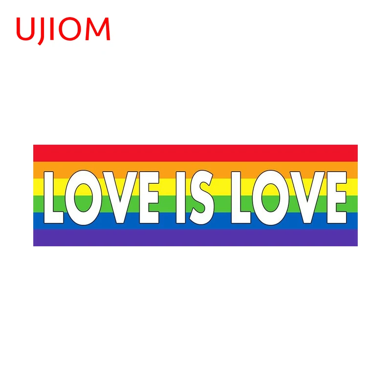 UJIOM Title Love Is Love Gay Flag Rainbow Wall Sticker Eye Catching Sunscreen Boardroom Decal Hot Selling Windows Trunk Decor