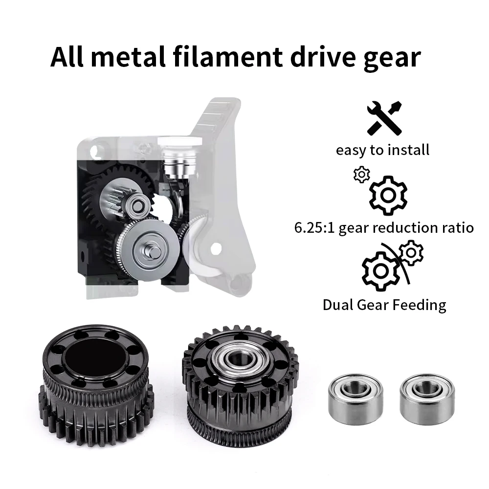 Upgrade All‑Metal Drive Extruder Gear For Creality K2 Plus Nickel‑Plated DLC Coating High Hardness Wear‑Resistant Spare Parts
