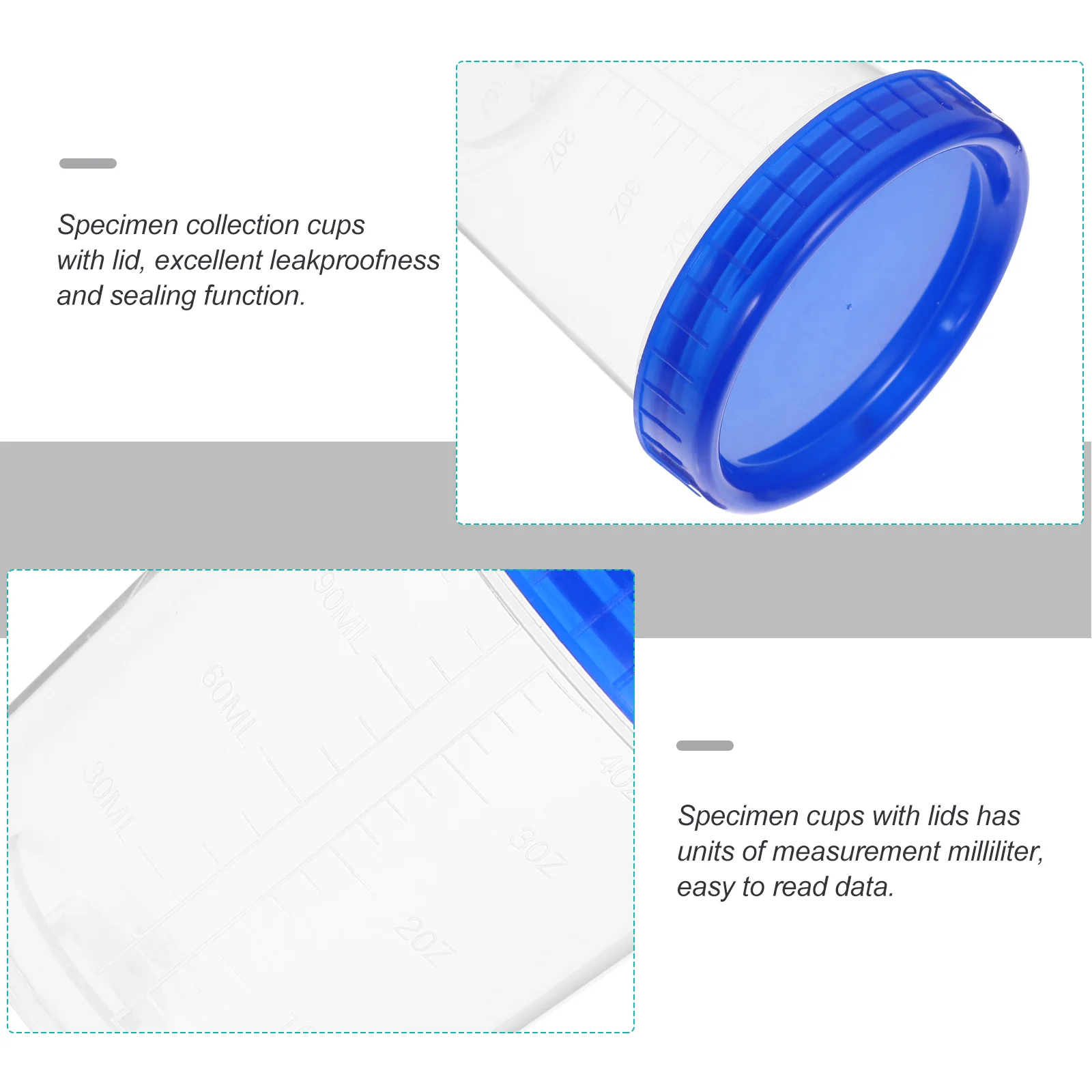 12 Pcs Sample Cups with Lid Measuring Liquid Container Blue Cover Paper Pp 120ml Urine