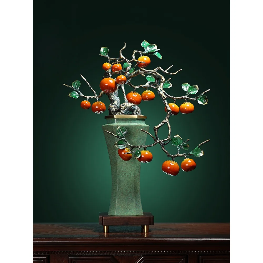 

All copper persimmons, everything goes smoothly. Persimmon ornaments, handicrafts, new Chinese style living room, office, and en