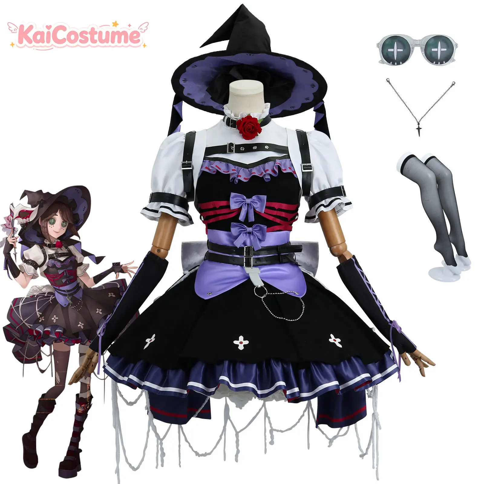 Costume de cosplay de sorcière de haute qualité Identity V Gardener Halloween Concert pour femme, robe de sorcière gothique, ensemble complet pour Halloween