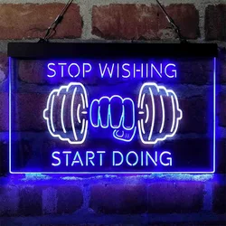 Gym Dual Color LED Neon Sign, Carved Useing 3D Surface Carving Technology , Multipurpose Decorative Wall Mounted Light