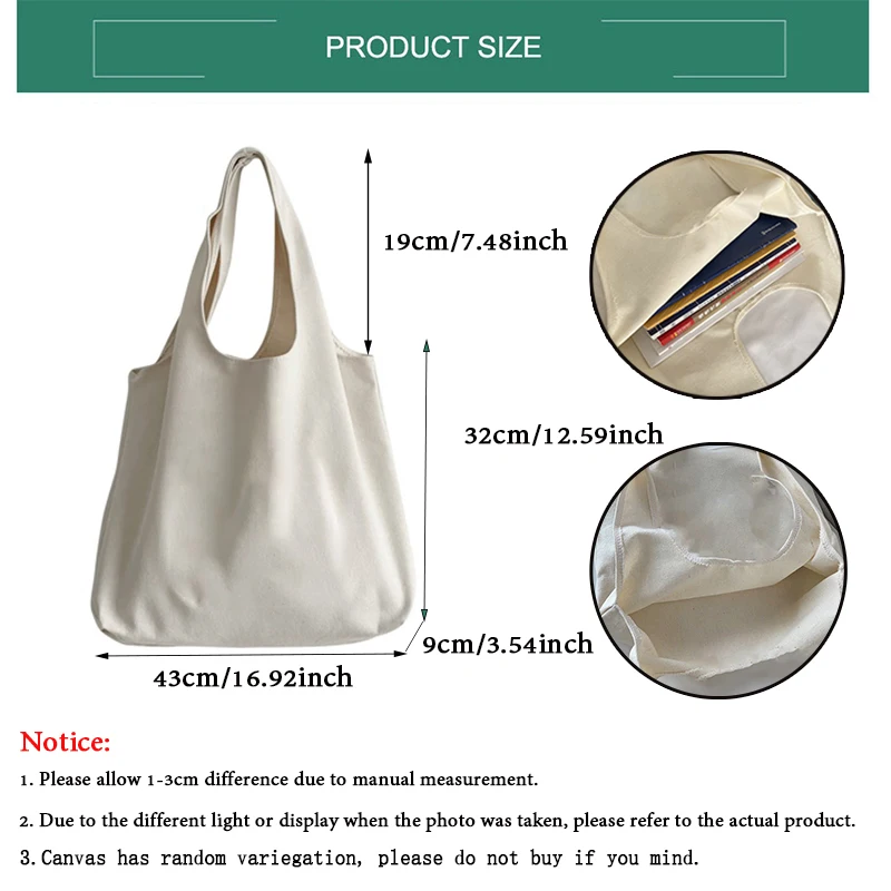 No Rain No Flower Print Canvas Tote Bag Fashion Cotton Shoulder Bag Casual All-match Vest Handbag Korean Style Bag Work & School