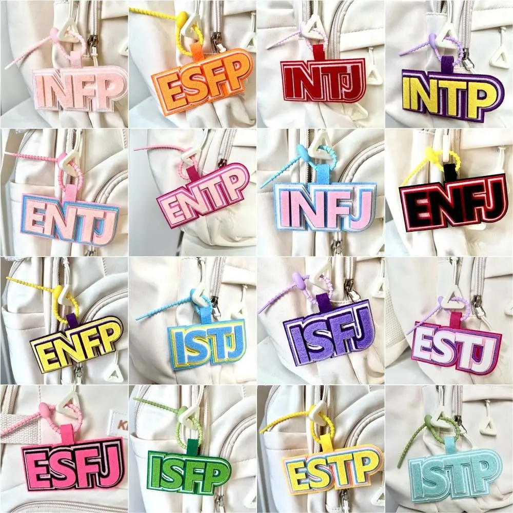 Korean Style MBTI Key Chain Mini Letter Keyring Non-woven Pendant Charms Colorful Styles 16 Type Personality Key Chain Children