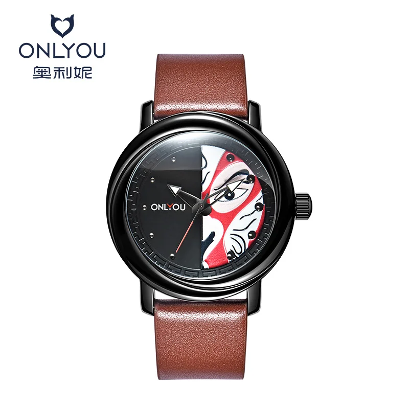 Onlyou stile cinese cartone animato anime marchio moda casual cool studente tendenza luce notturna orologio al quarzo impermeabile modello da uomo