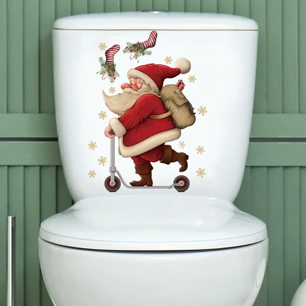 Santa Claus Toilet Sticker Festive Christmas Decoration Toilet Decal for Unique Eye-Catching Bathroom