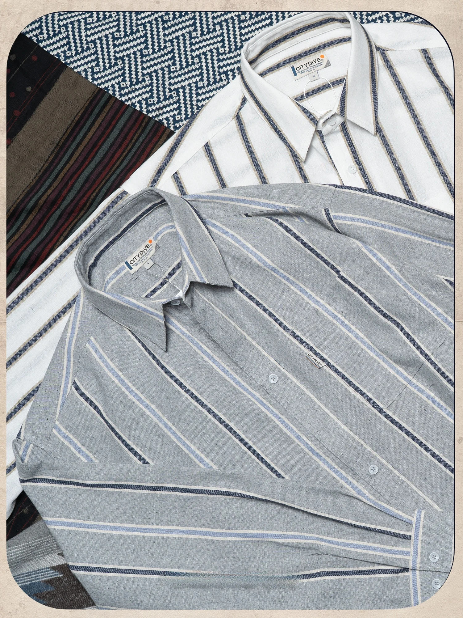 Citydive Dry Dock Stripe Shirt Vintage Striped Men's Long Sleeve Loose Fit Anti-Wrinkle Moisture Wicking Linen Blend Casual S...