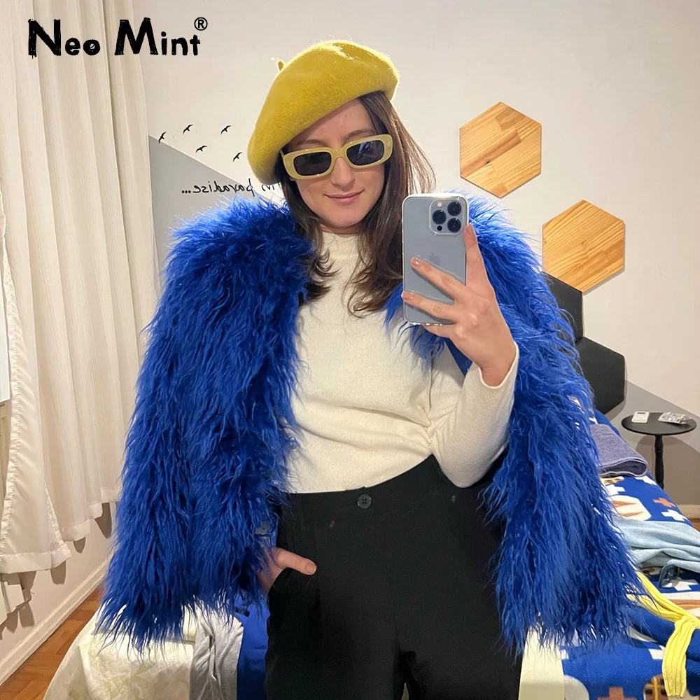 Fluffy Mongolia Sheep Faux Fur Coat Women Shaggy Long Curly Hair Fake Fur Jacket 2023 Women Winter Jackets Coats Plus Size 5XL