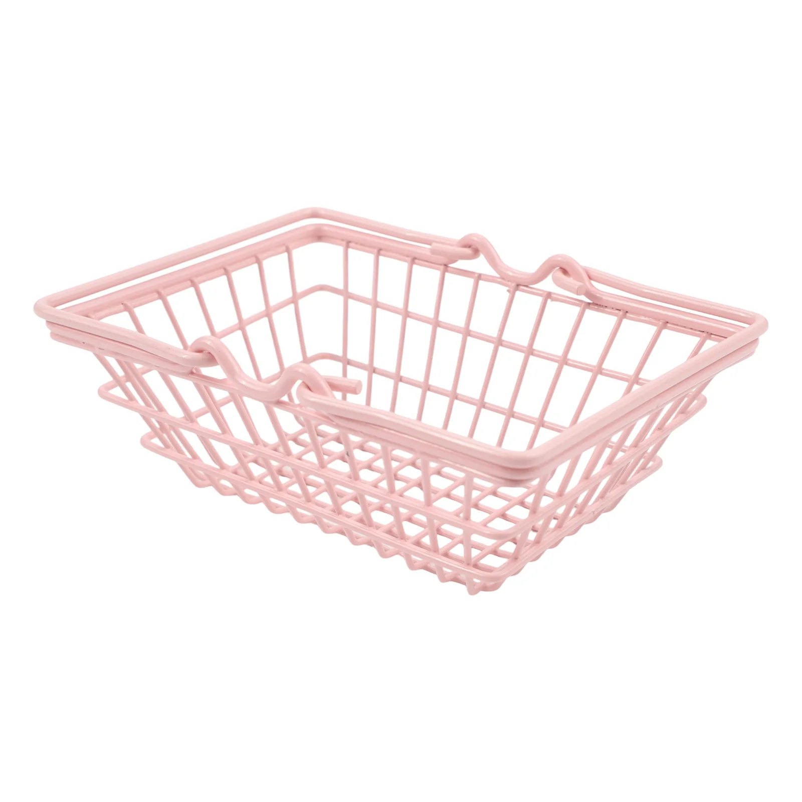Pink Iron Storage Basket Student Desktop Basket Tape Stationery Makeup Jewellery Toys Container Storage Box Organizer