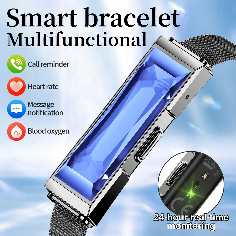 

LIGE Fashion Smart Bracelet Heart Rate Blood Oxygen Health Monitor Pedometer Sport Fitness Tracker For Men Women Smartwatch Band