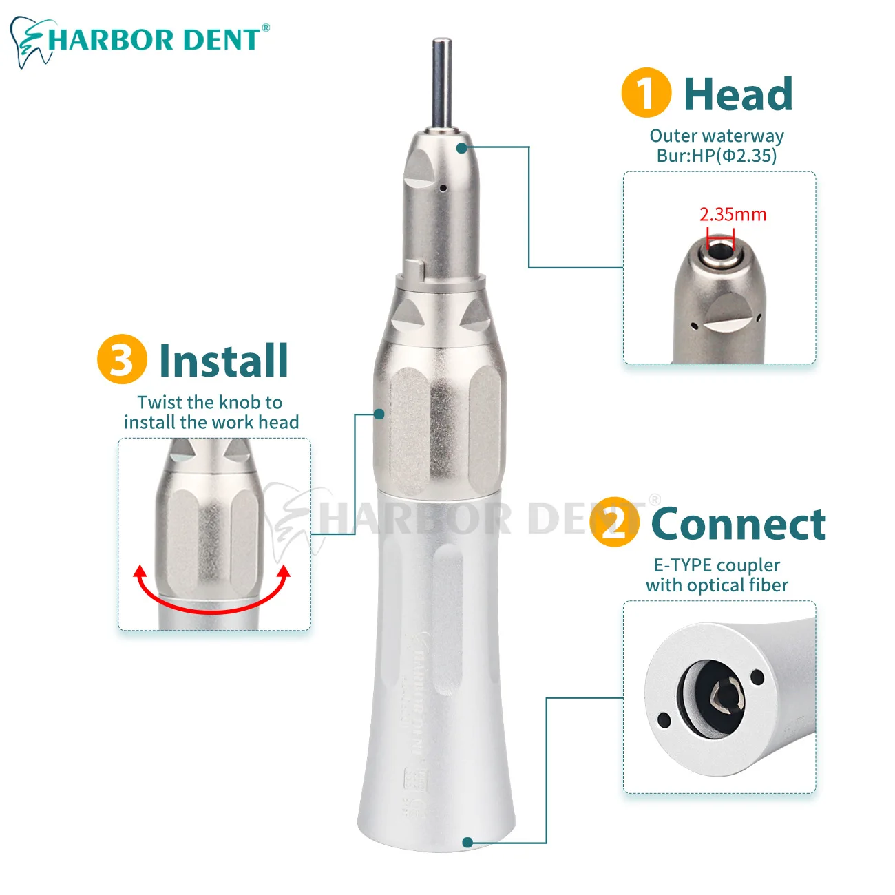 Dental Low Speed Handpiece 2/4Holes Air Motor Contra Angle Straight Handpiece Teeth Polishing Tool